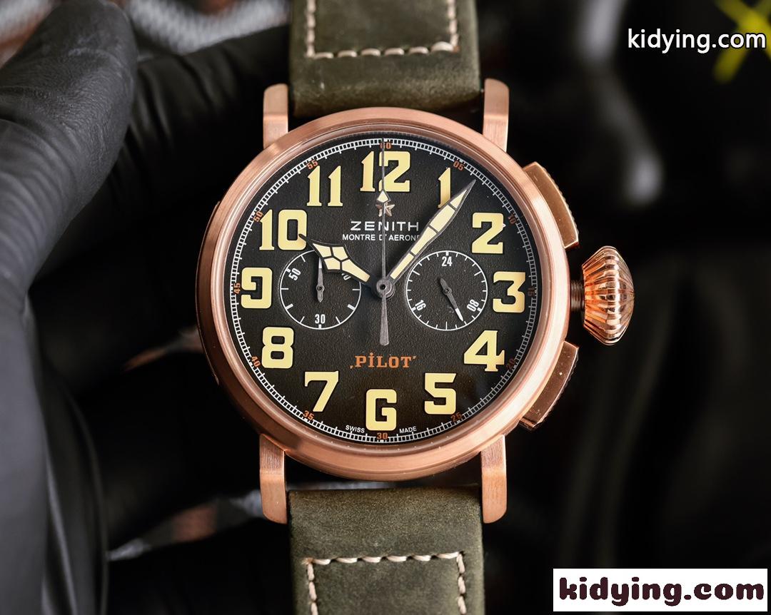 多機能 レトロ オシャレ ゼニス 時計 コピー メンズ 腕時計 人気 夜光 47mm クオーツムーブメント-2
