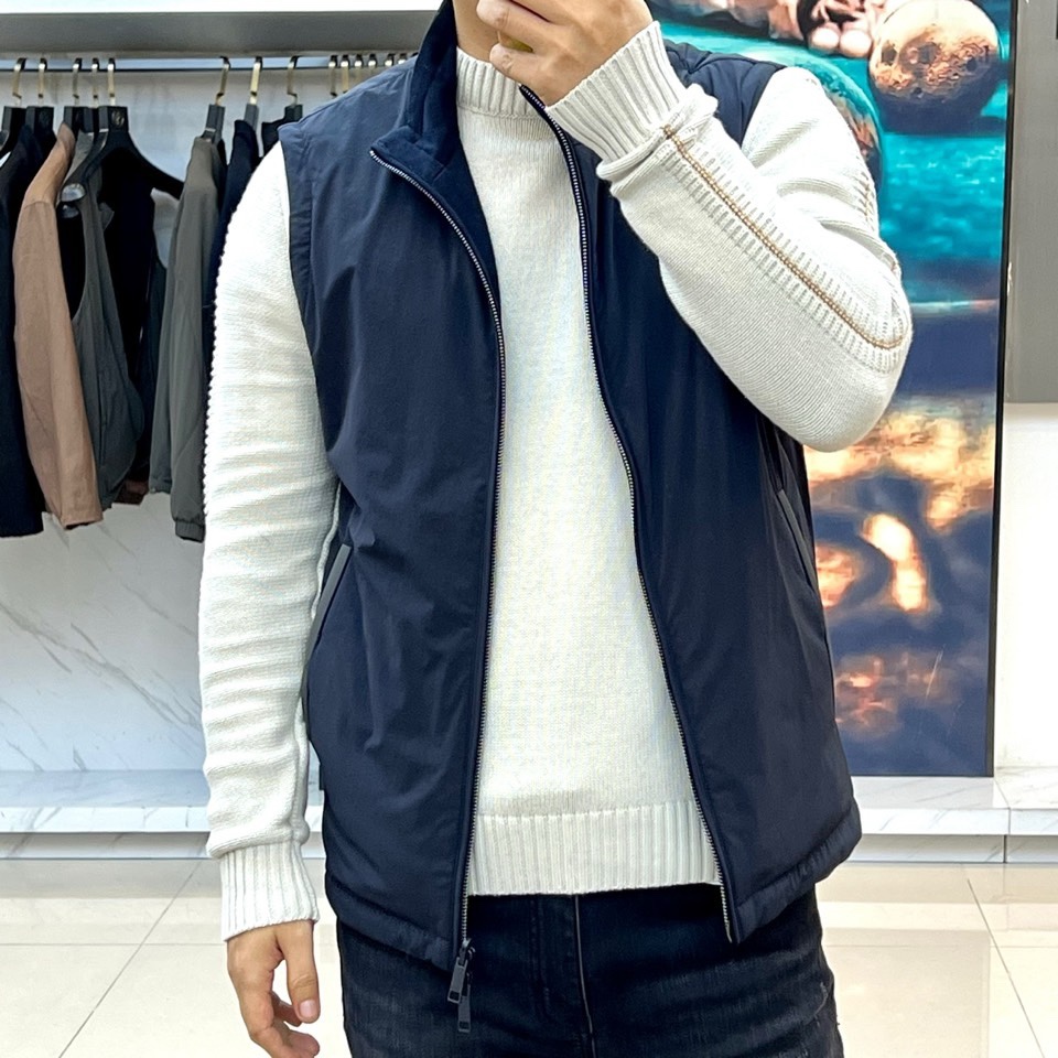 リバーシブル両面仕様 ベスト エルメネジルド・ゼニア ジャケット コピー ネイビー-2