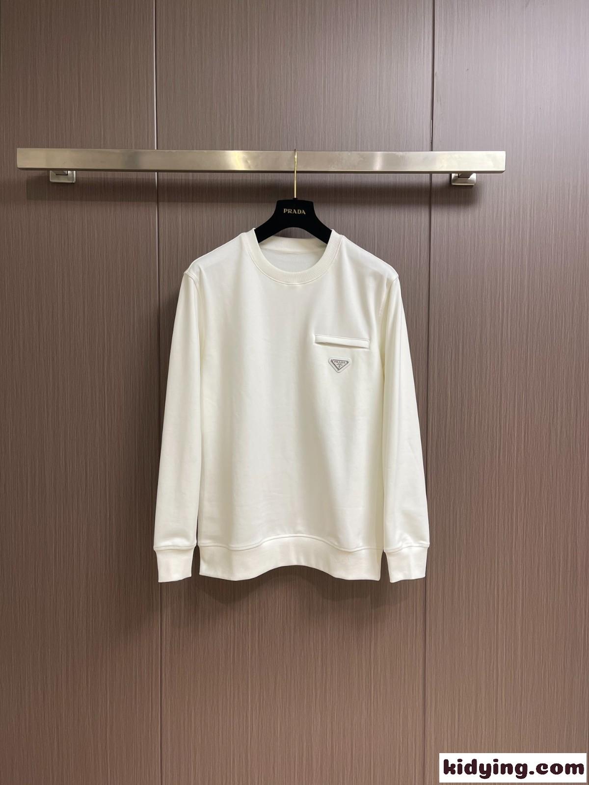 定番 カジュアル スウェットシャツ プラダ Tシャツ コピー ユニセックス ホワイト-0