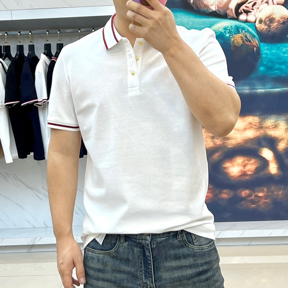 洗練された コットンピケ ポロシャツ グッチ Tシャツ 偽物 半袖トップス ホワイト-1
