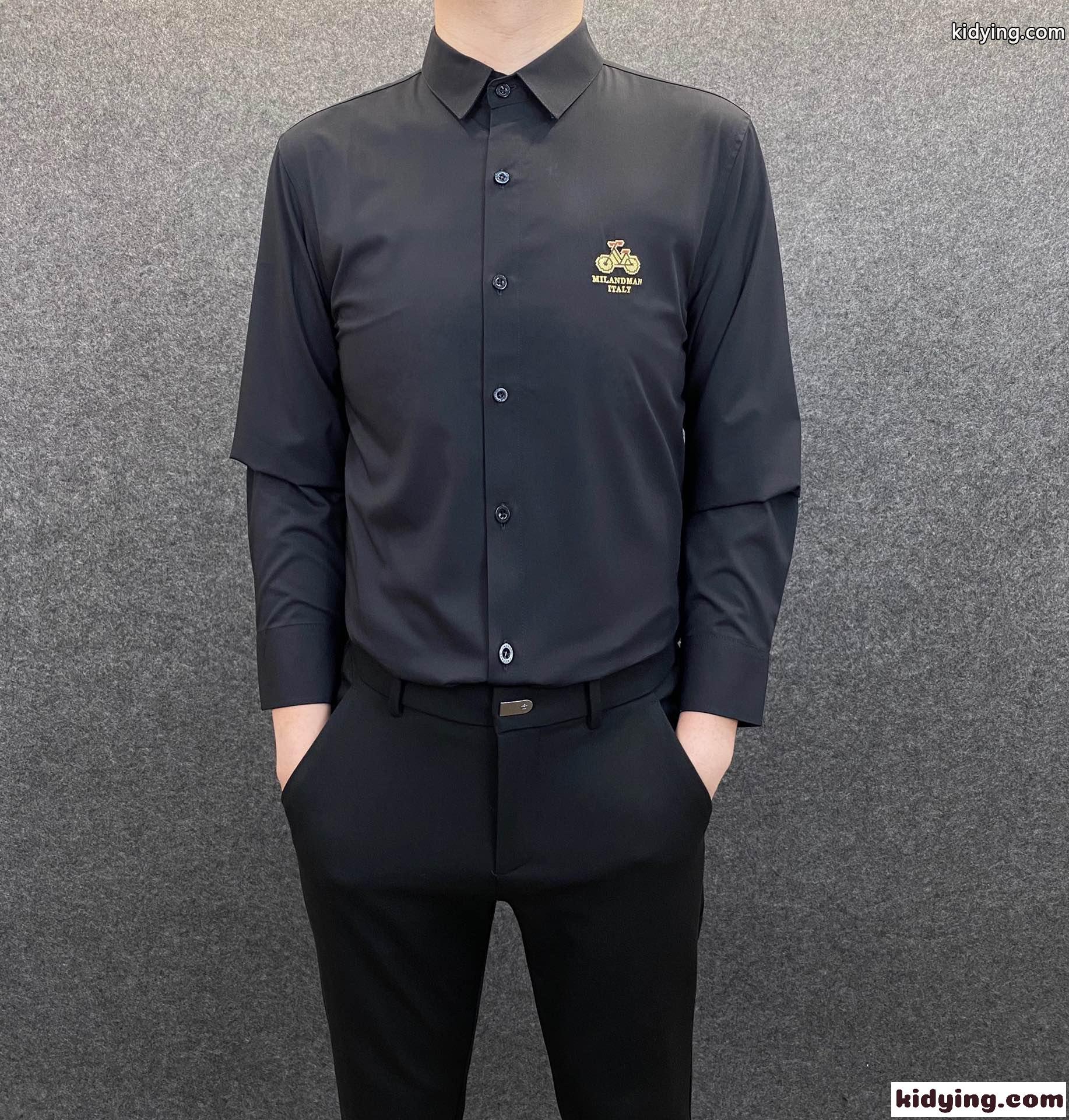 ビジネス 通勤 上品 柔らかい 着心地いい 定番 人気 ジバンシィ シャツ コピー 長袖 オシャレ ホワイト ブラック-0