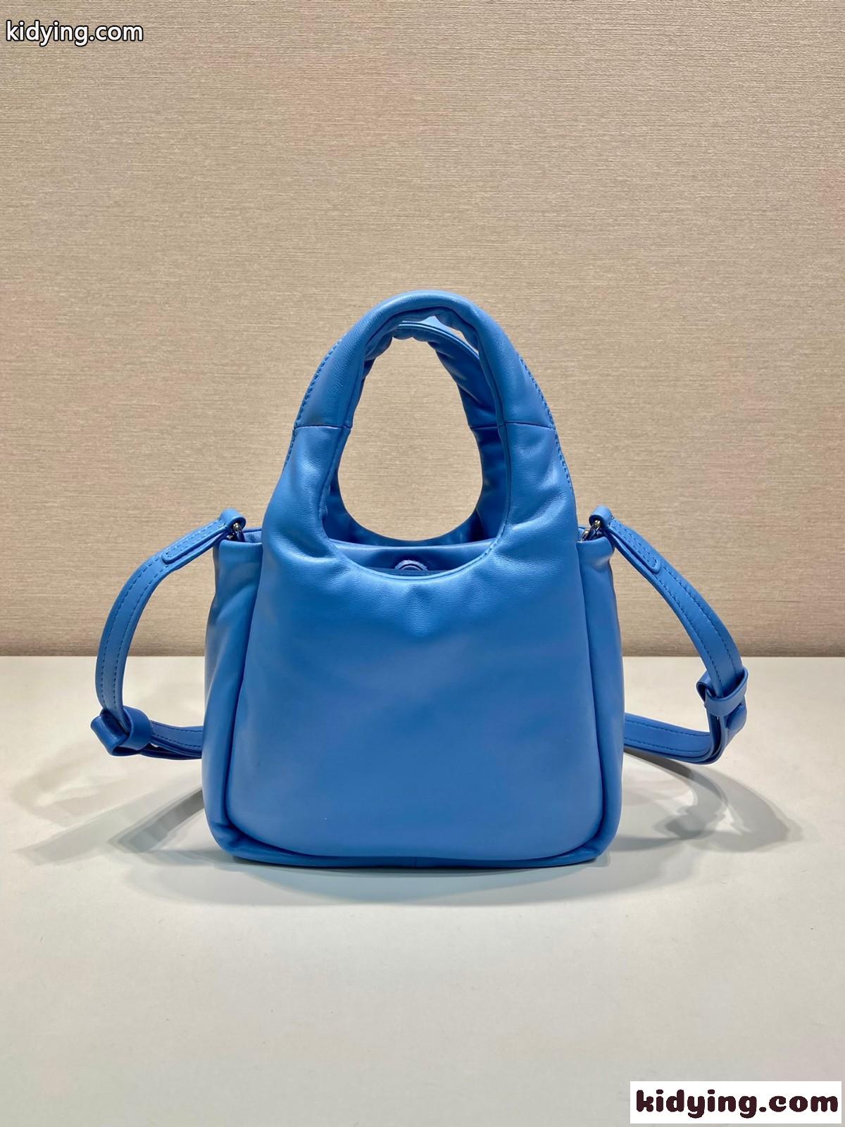 シンプル 可愛い ソフト ナッパレザー ミニハンドバッグ プラダ バッグ コピー ブルー-0