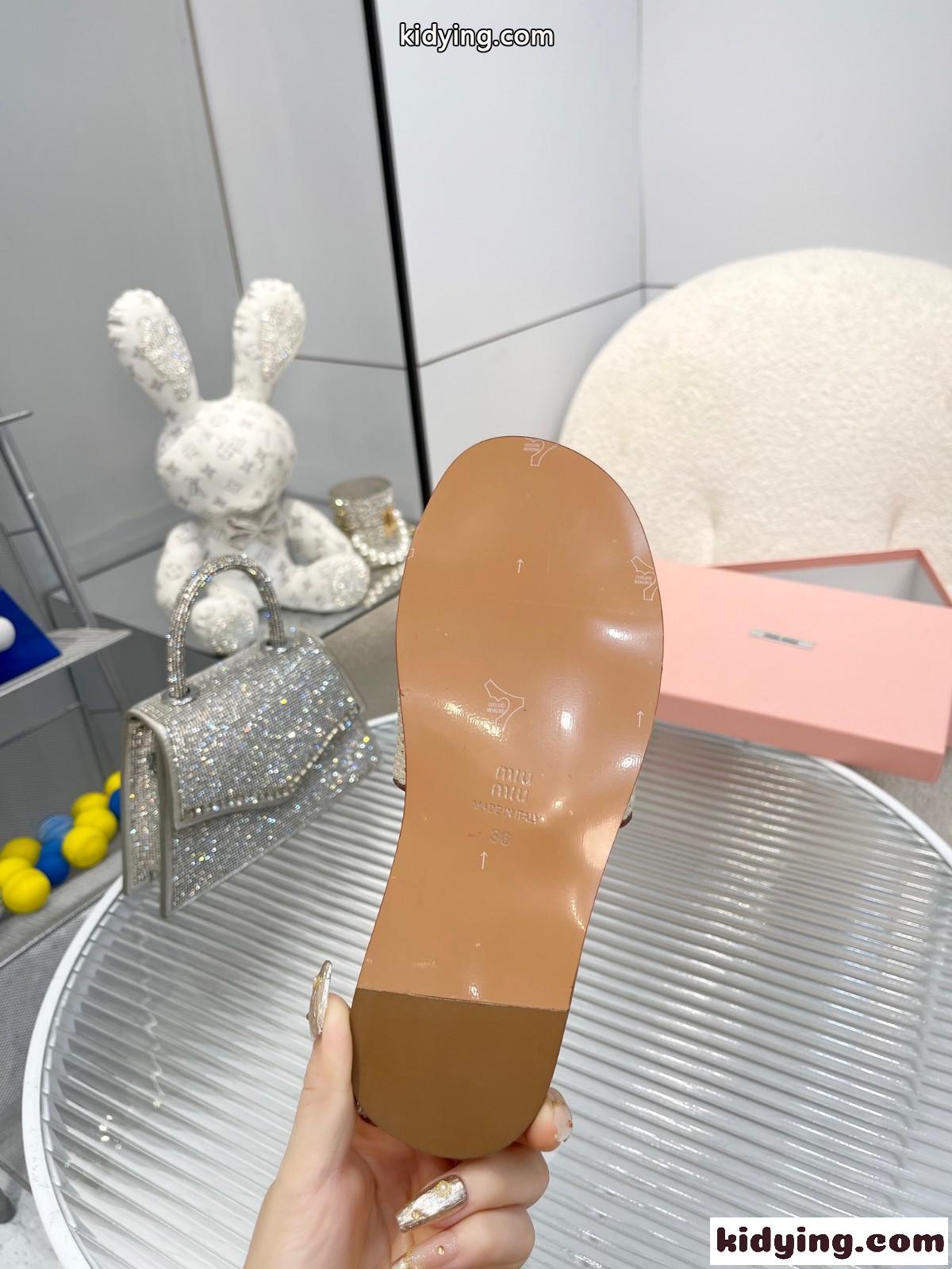 春夏 スライドサンダル ミュウミュウ サンダル コピー ロゴ入り-4