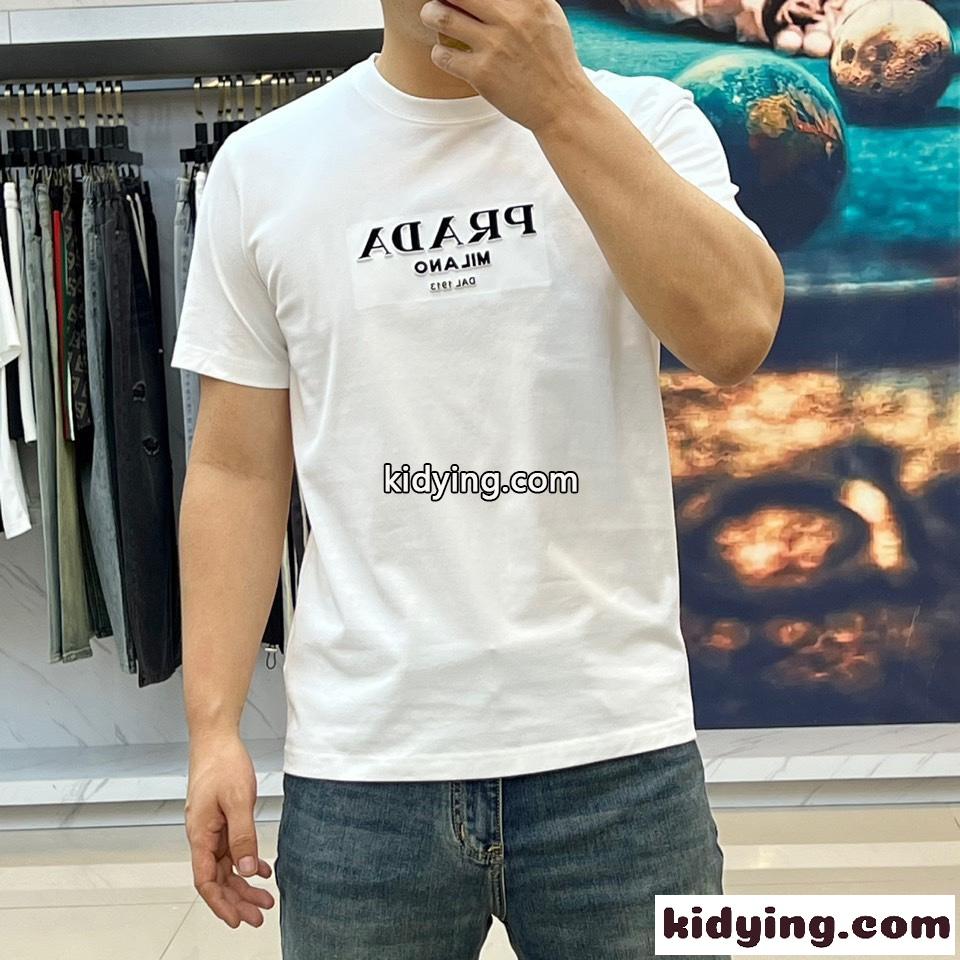 ベーシック ロゴ入り クルーネック Tシャツ プラダ 半袖Tシャツ コピー ホワイト-2