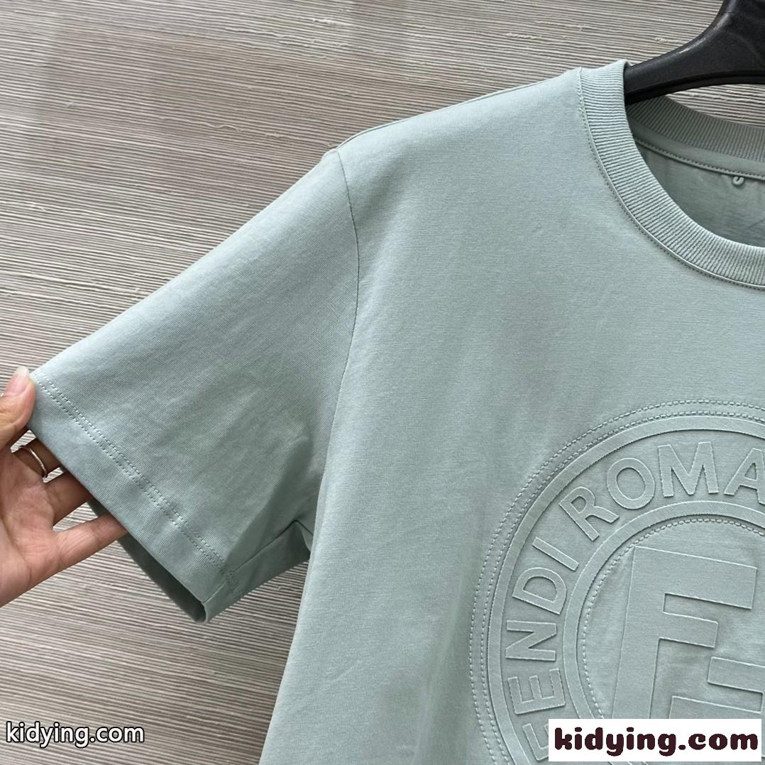 シンプル カジュアル コットン 半袖Tシャツ フェンディ Tシャツ コピー レディース-1