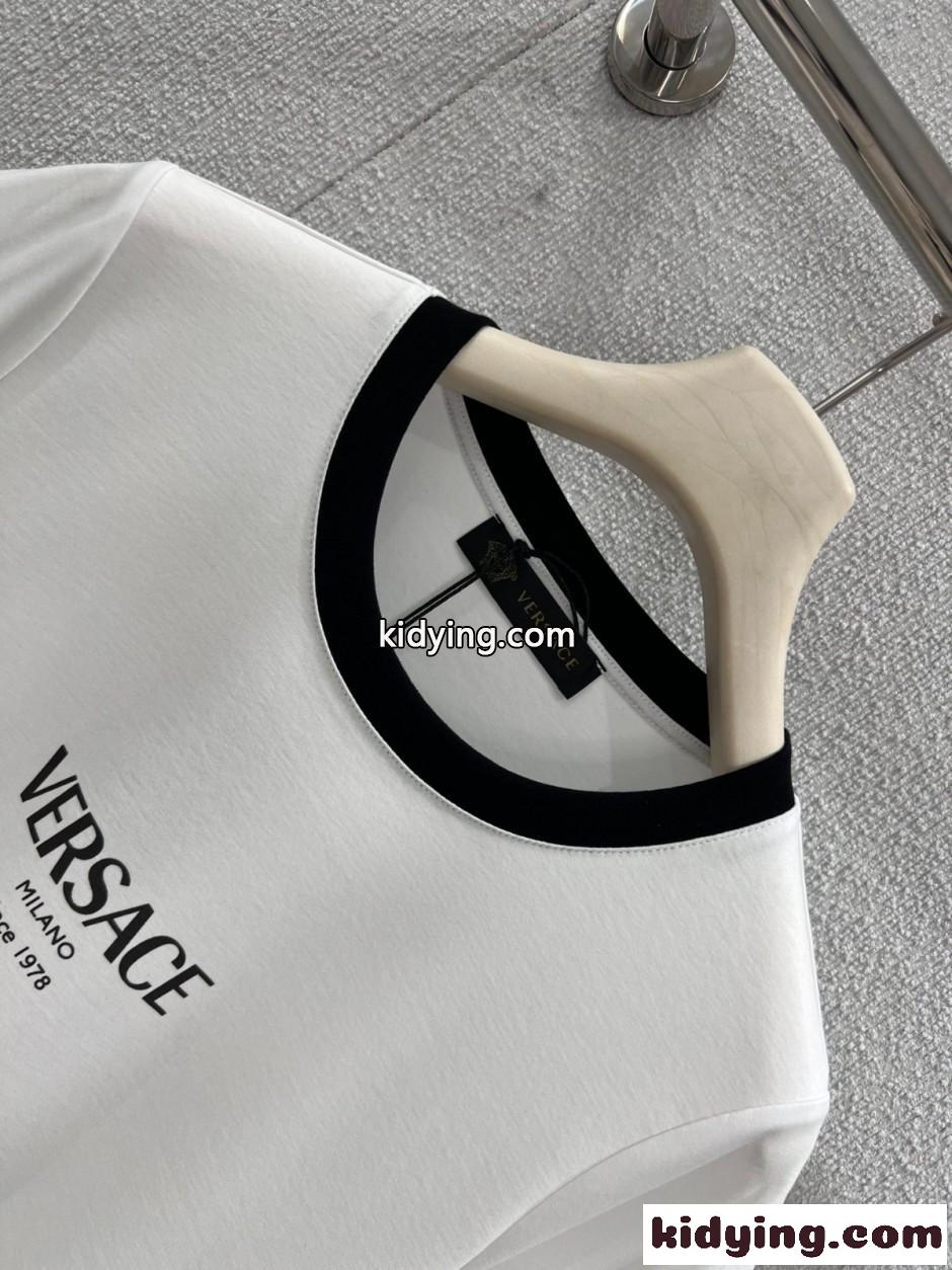 定番 カジュアル リンガーTシャツ ヴェルサーチ Tシャツ コピー ホワイト-0