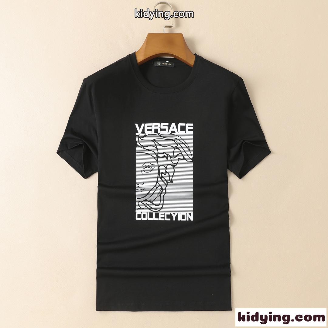 カジュアル プリント 着心地抜群 ヴェルサーチェ 半袖Tシャツ コピー 定番 クルーネック 春夏 トップス メンズ-1