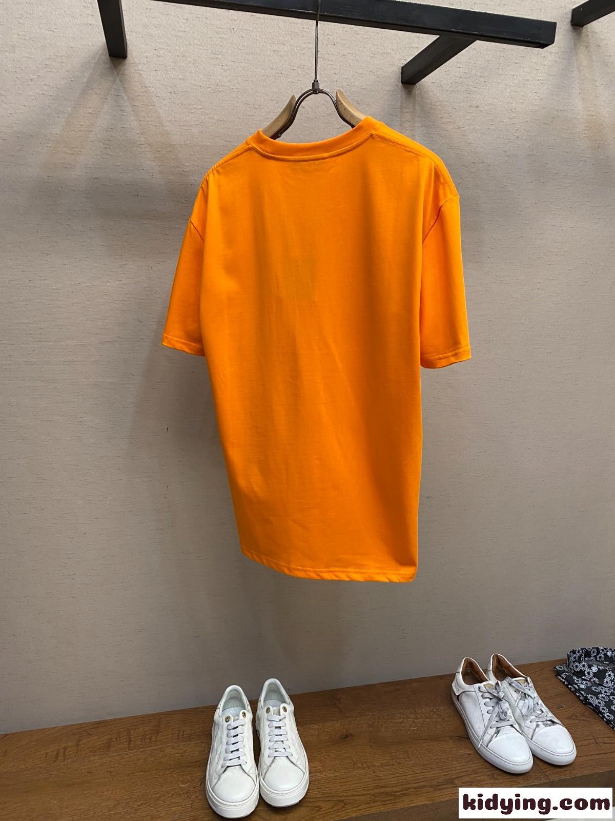 シンプル コットンジャージ 半袖Tシャツ グッチ Tシャツ コピー オレンジ-1