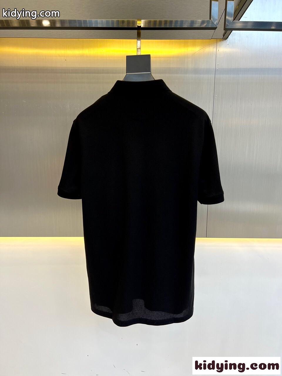 人気 Vロゴ コットン ポロシャツ ヴァレンティノ Tシャツ コピー メンズ トップス ブラック-4