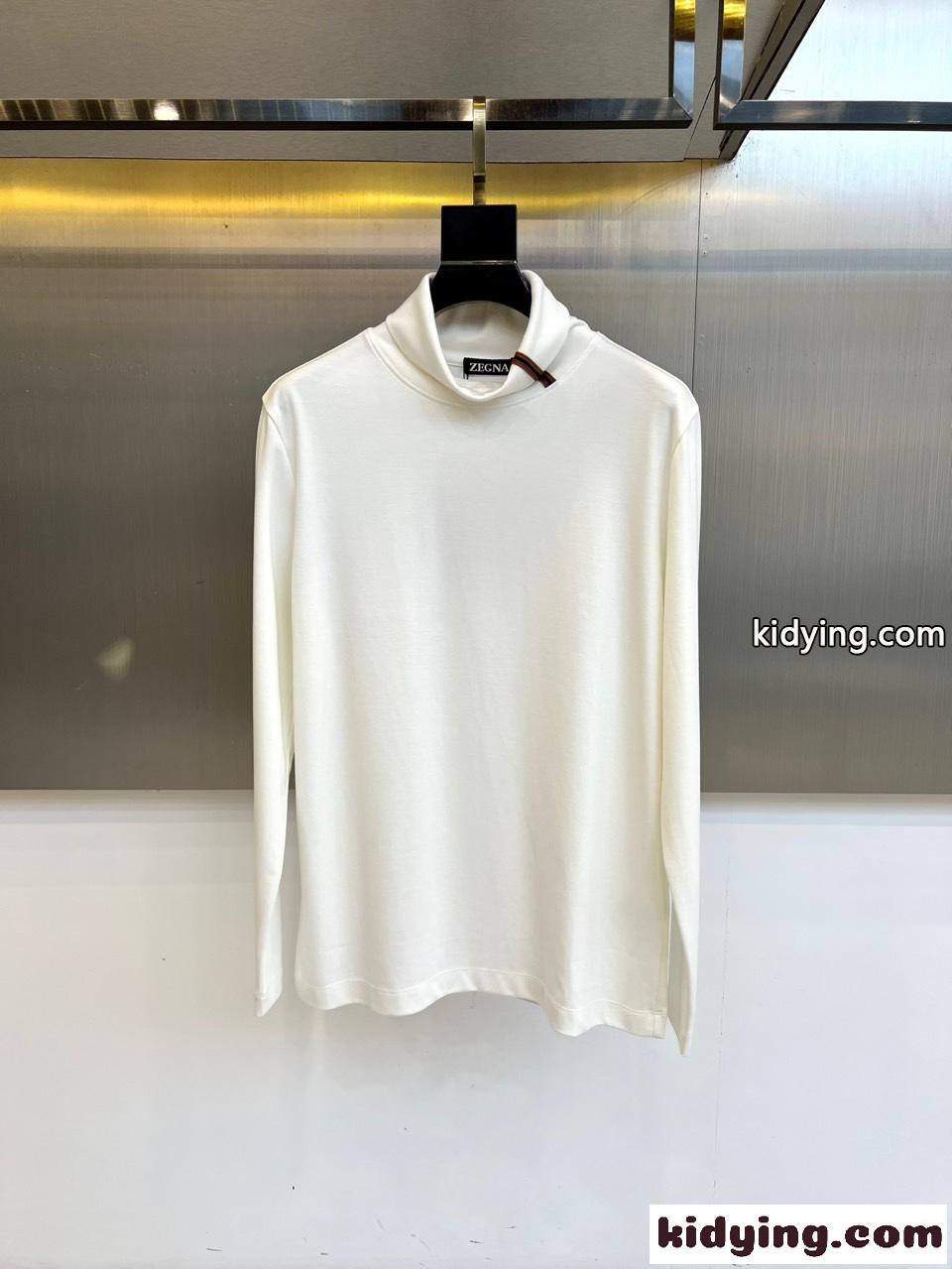 シンプル タートルネック ロングスリーブTシャツ エルメネジルド・ゼニア Tシャツ 偽物 ホワイト-0