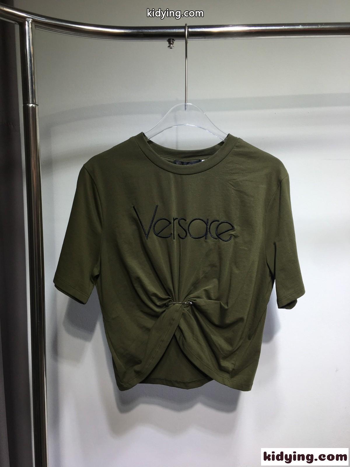 セーフティー ピン ロゴ 半袖Tシャツ ヴェルサーチェ Tシャツ コピー グリーン-0