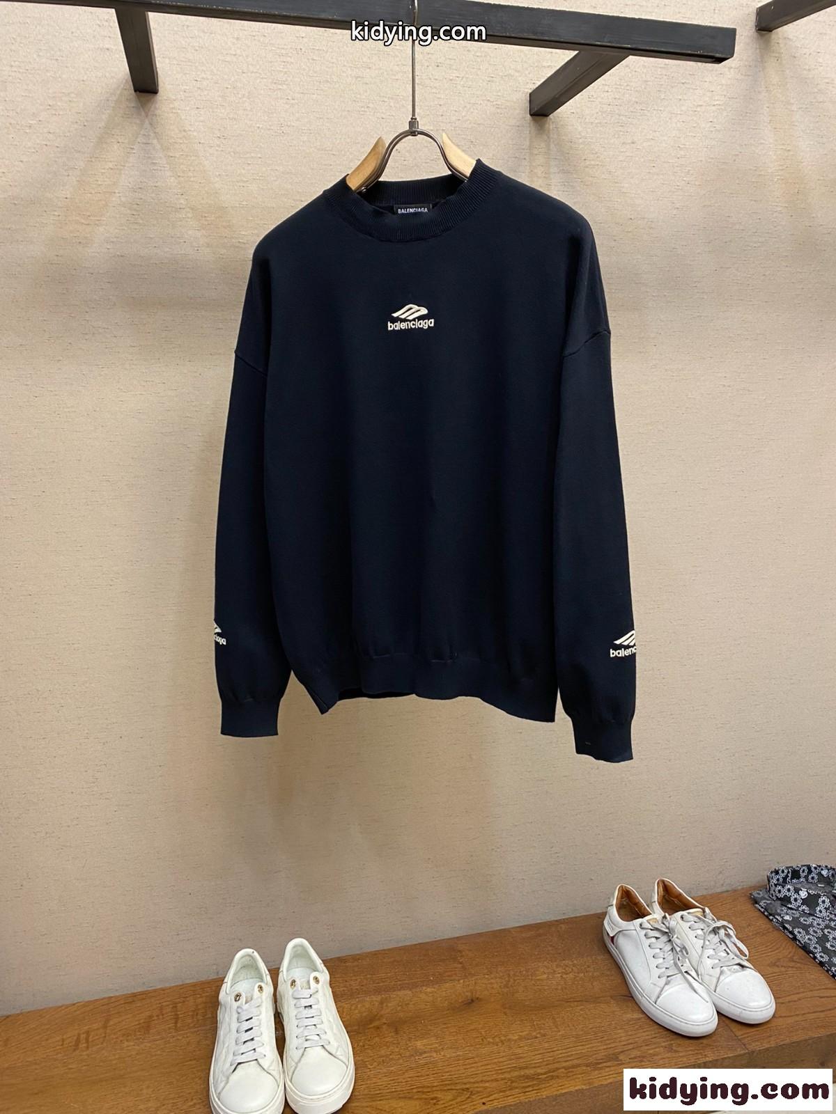 シンプル お洒落 ロゴ刺繍 プルオーバー バレンシアガ セーター コピー ブラック-0