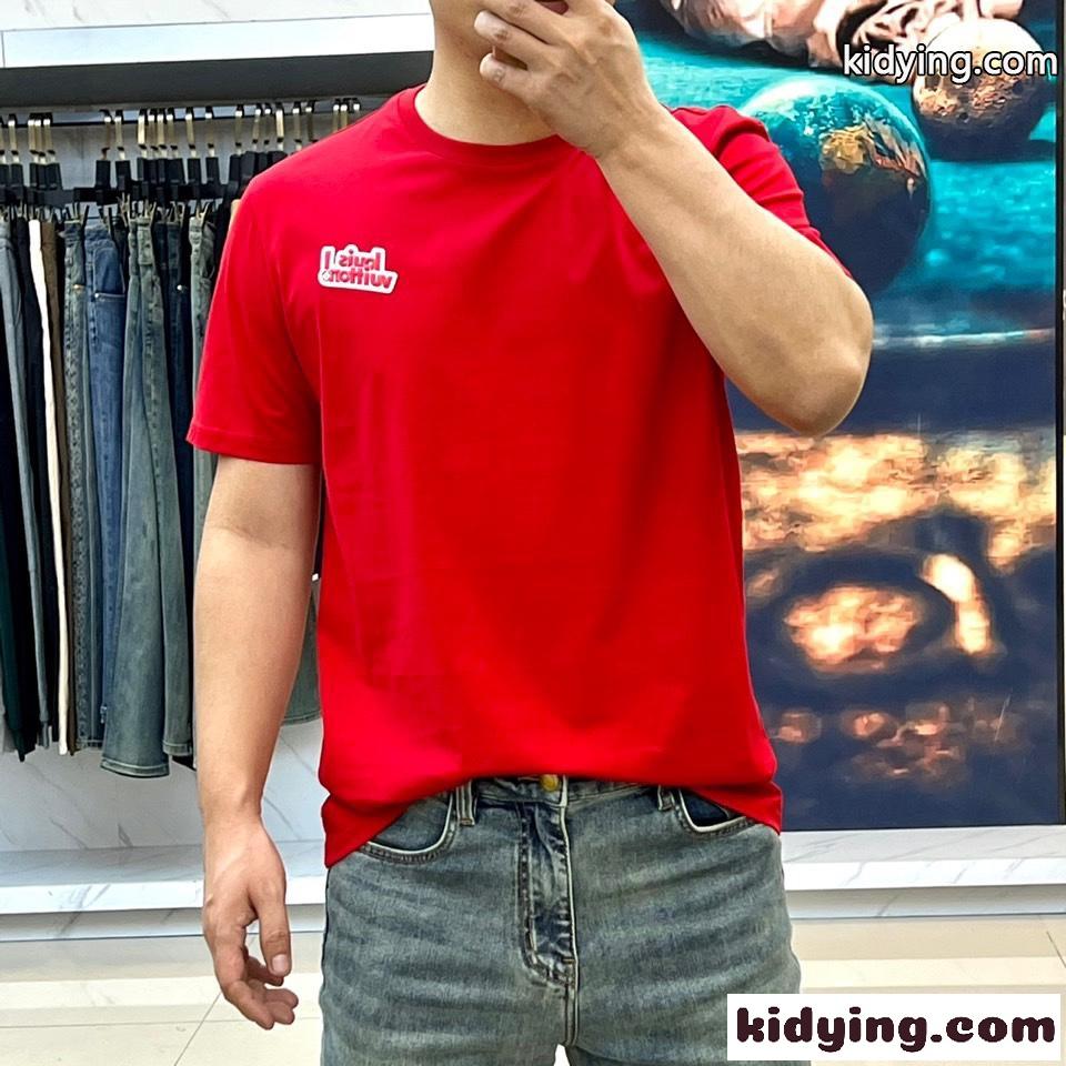 洗練された カジュアル ロゴ ルイ・ヴィトン 半袖Tシャツ コピー レッド-1