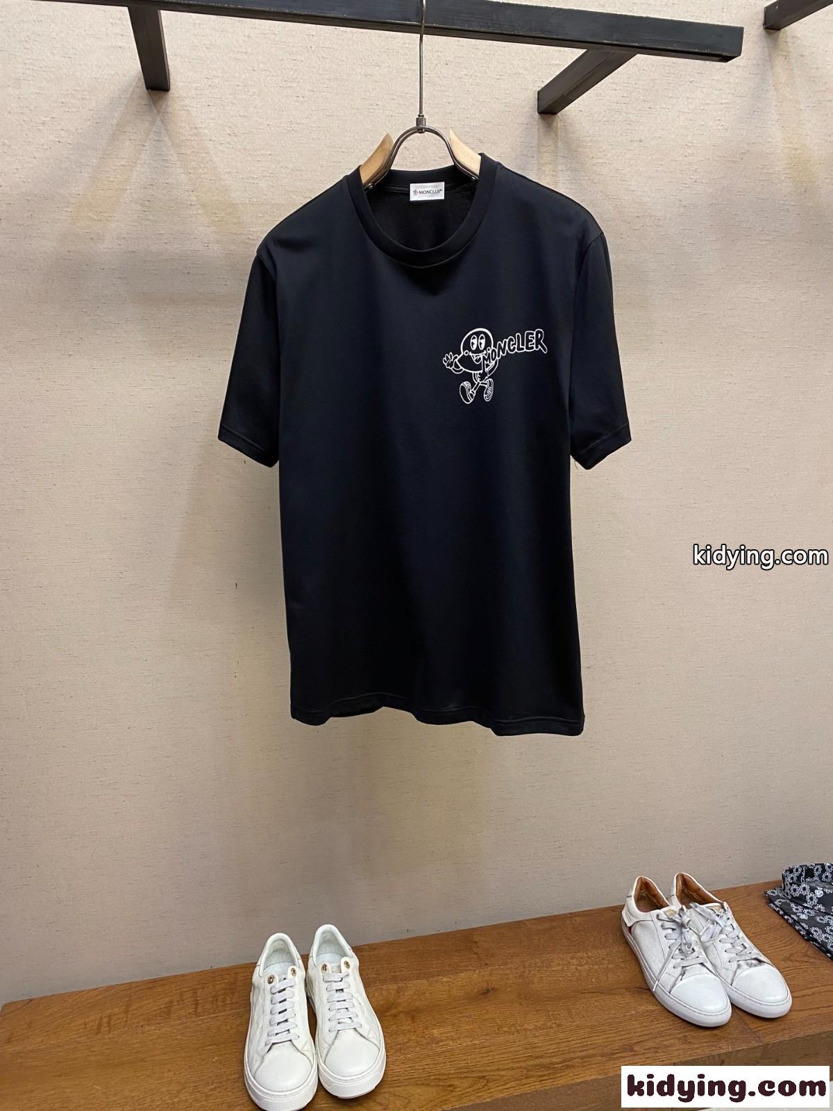 定番 カジュアル モンクレール Tシャツ コピー プリント 半袖Tシャツ ブラック-0