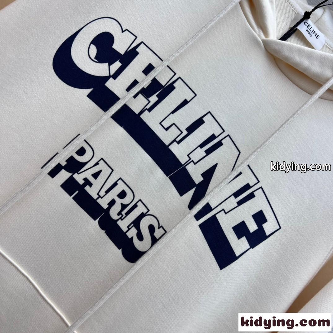 CELINE PARIS 70S スウェットシャツ セリーヌ パーカー コピー フード付き-3