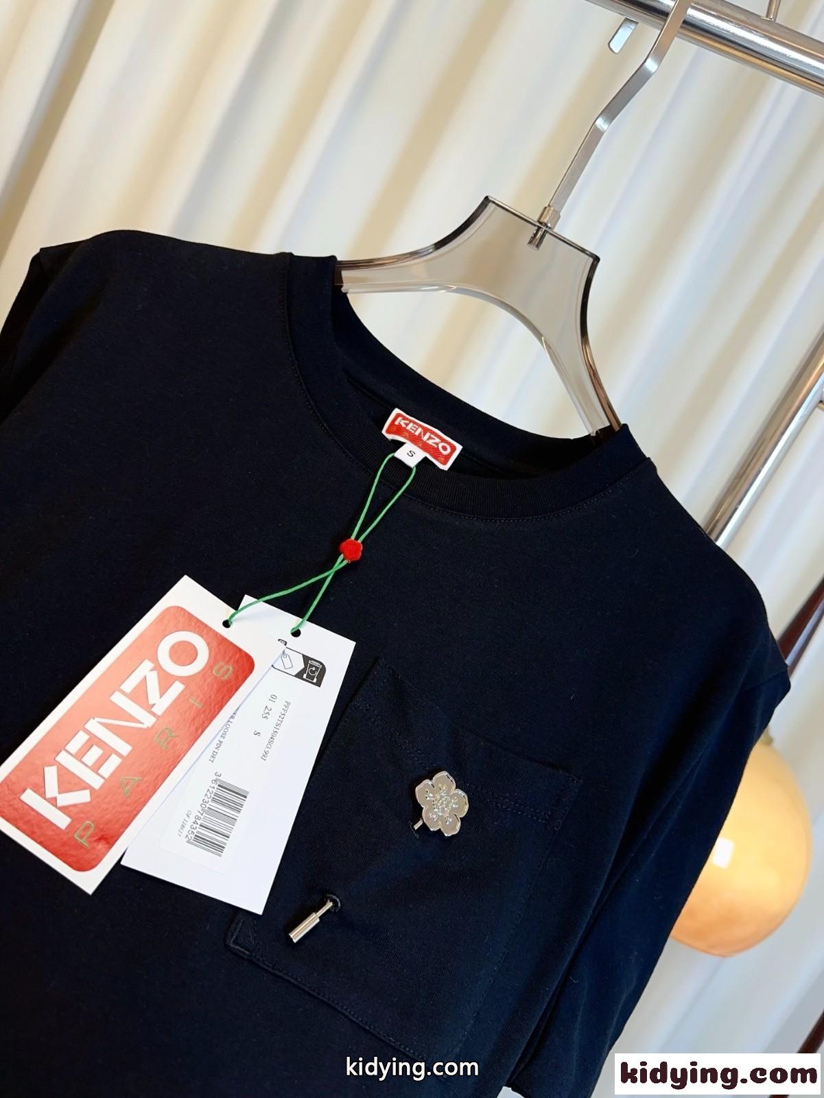 カジュアル ルーズフィット 半袖Tシャツ ケンゾー Tシャツ コピー ブラック-2