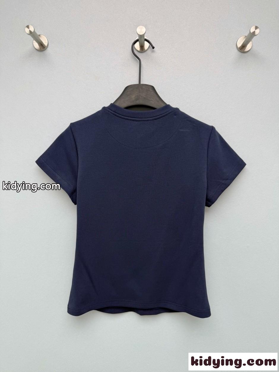エンブローデッド ポケット 半袖Tシャツ エルメス Tシャツ コピー ネイビー-4