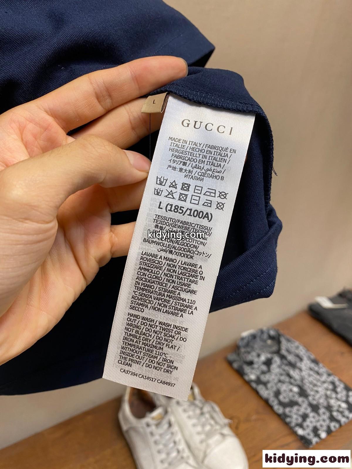 人気 ロゴ入り クルーネック グッチ 半袖Tシャツ コピー コットン ブルー-4