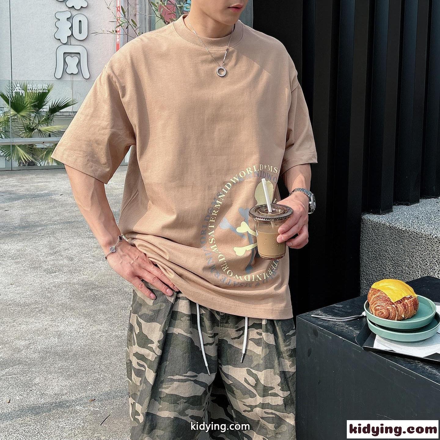 オーバーサイズ コットン マスターマインド・ジャパン Tシャツ コピー 半袖Tシャツ ベージュ-0