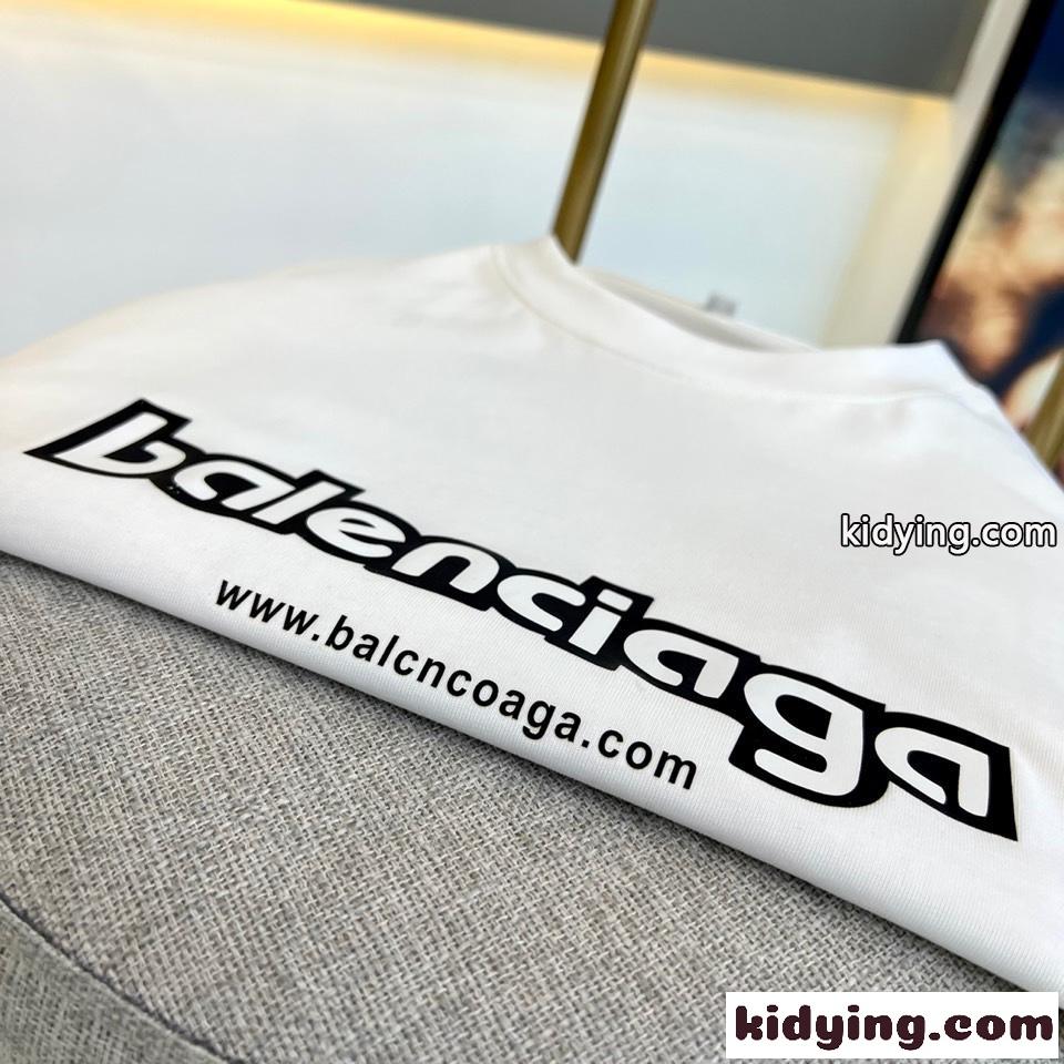 シンプル 着回し ロゴ クルーネック 半袖Tシャツ バレンシアガ Tシャツ コピー ホワイト-4