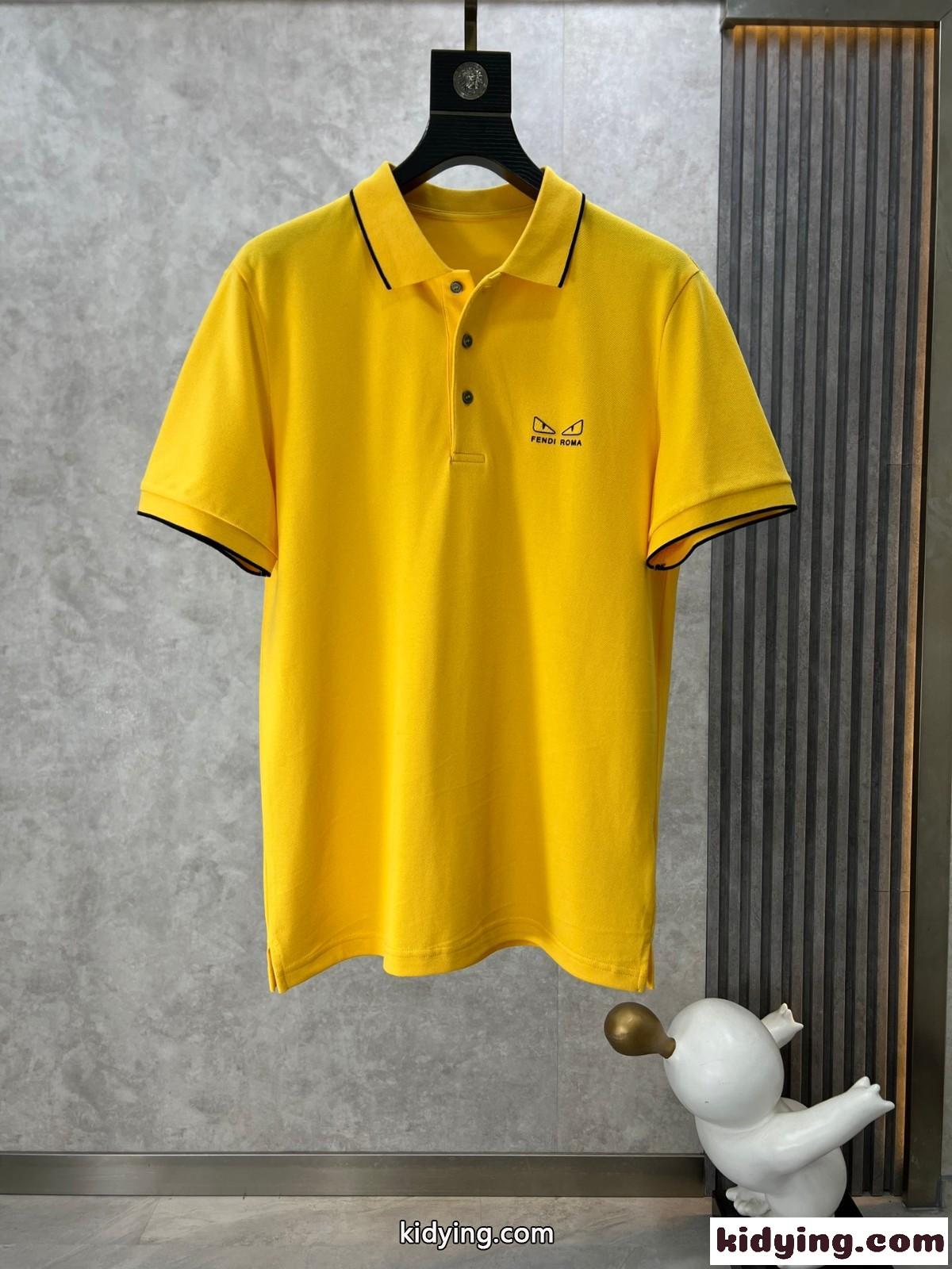 フェンディ Tシャツ コピー カジュアル 定番 半袖 ポロシャツ イエロー-1