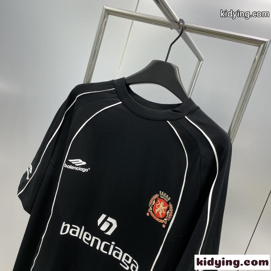ユニセックス オーバーサイズ PARIS SOCCER 半袖Tシャツ バレンシアガ Tシャツ 偽物 ブラック-1