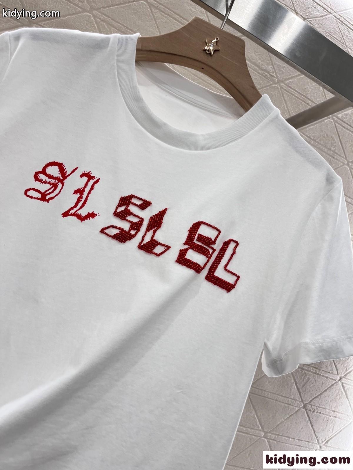 イヴ・サンローラン Tシャツ コピー シンプル ロゴ入り コットン 半袖Tシャツ-3