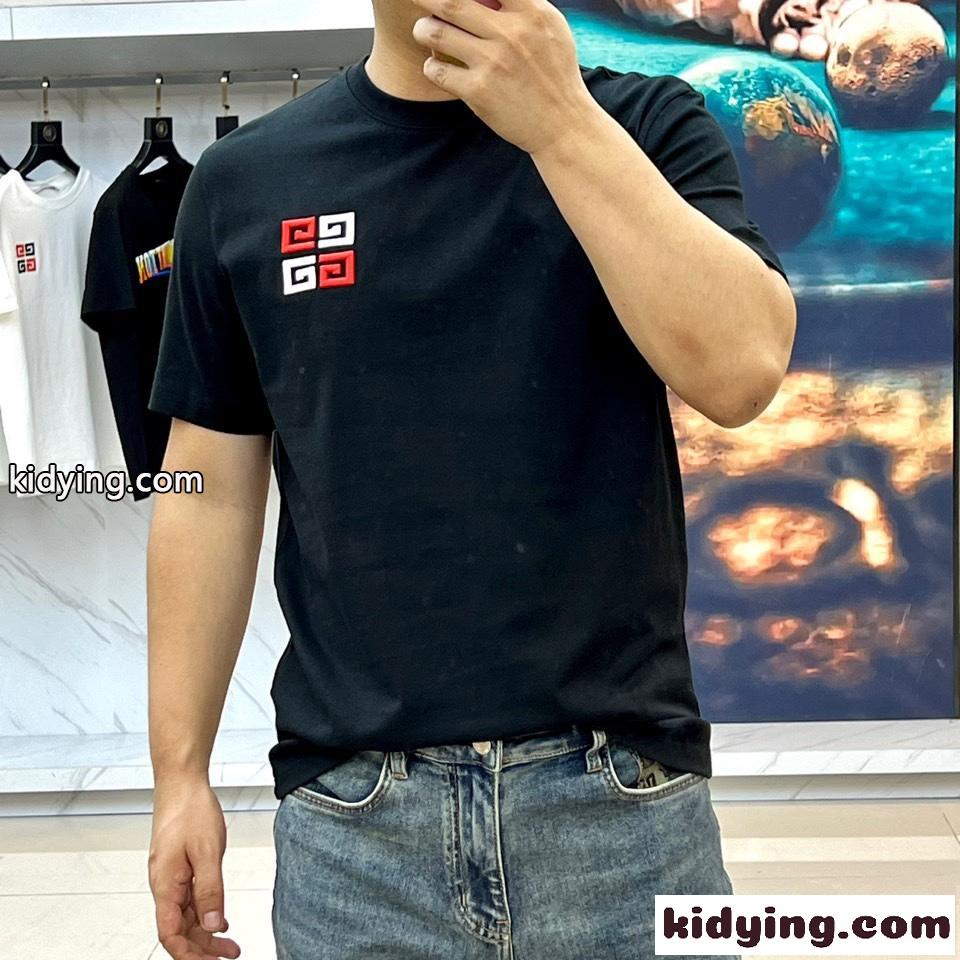 カジュアル ロゴ入り ジバンシィ Tシャツ コピー コットン 半袖Tシャツ ブラック-1