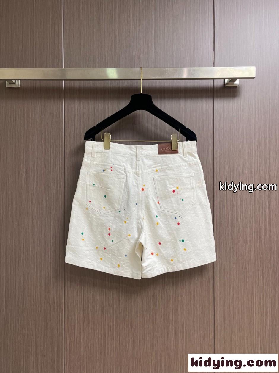 GGジャカード ペイント ショートパンツ グッチ パンツ 偽物 ホワイト-1