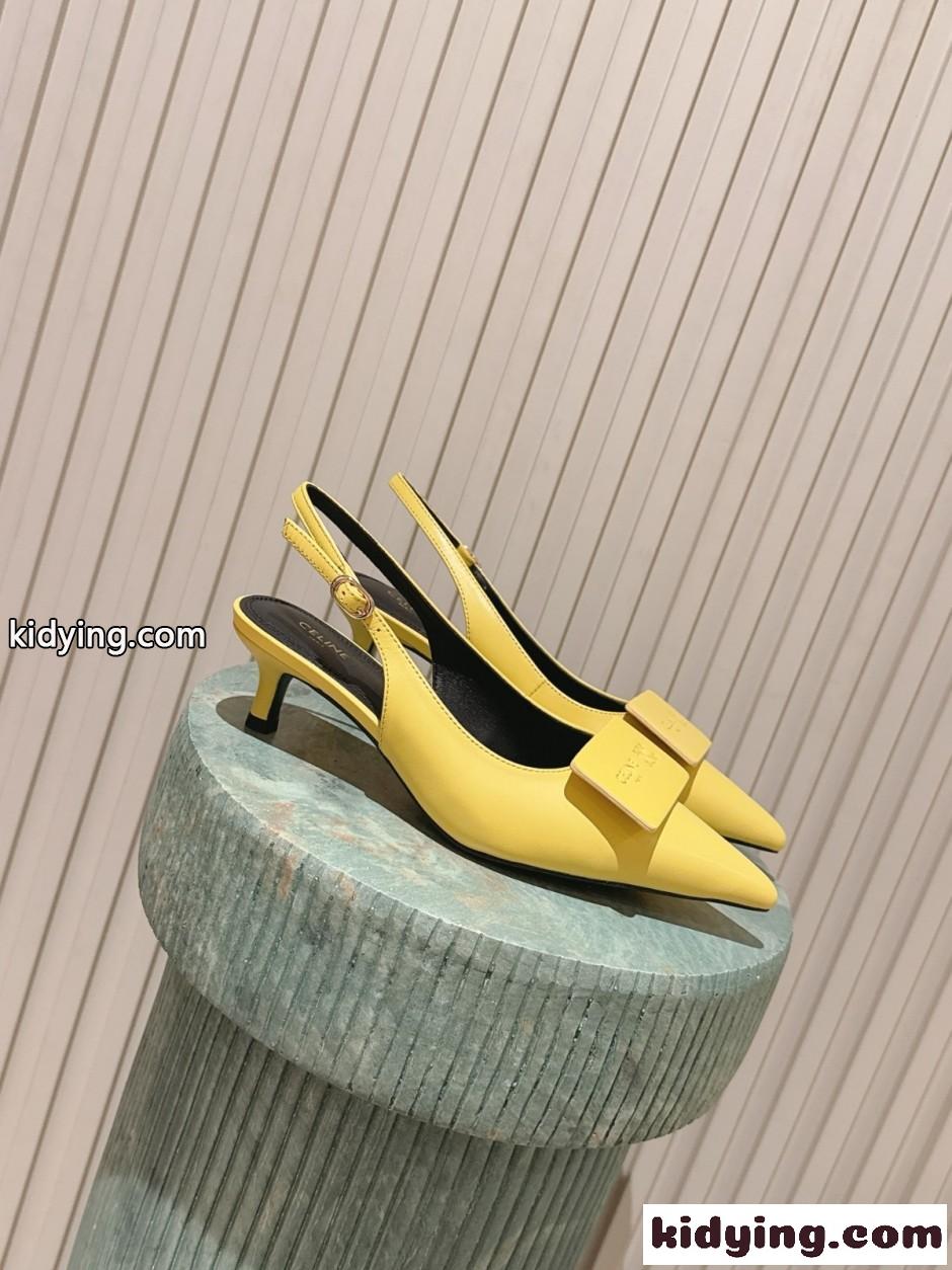 シグネチャー スリングバック セリーヌ パンプス コピー イエロー-1