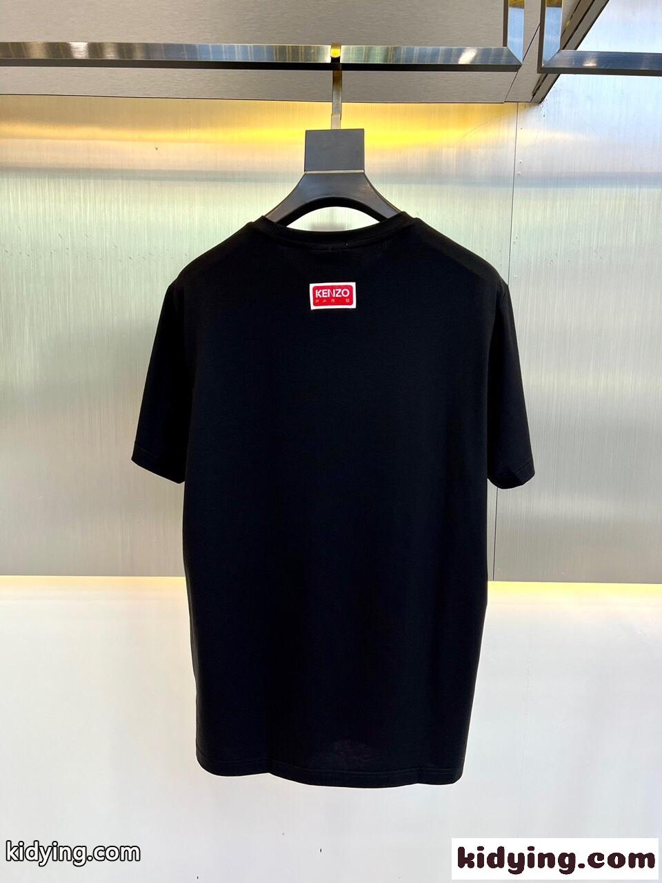 ALOHA FLOWER TATTOO プリント クルーネック ケンゾー Tシャツ コピー ブラック-3