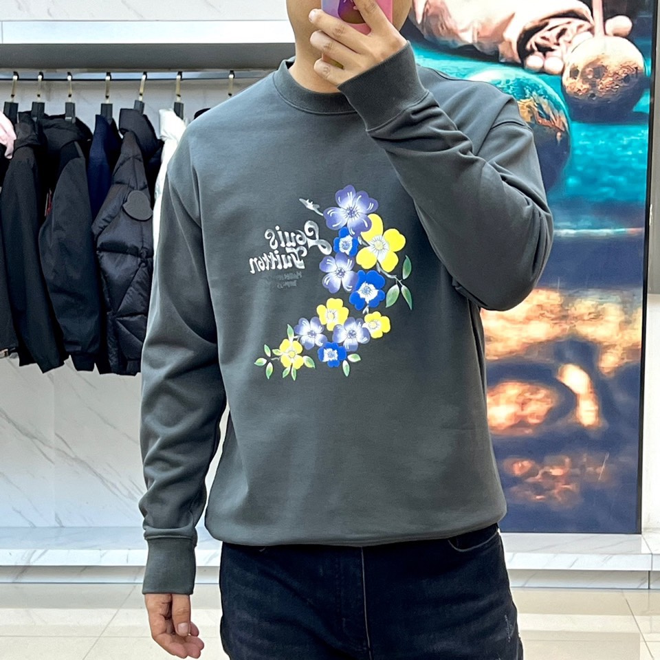 カジュアル 合わせやすい ルイヴィトン Tシャツ コピー スウェットシャツ グレー-1
