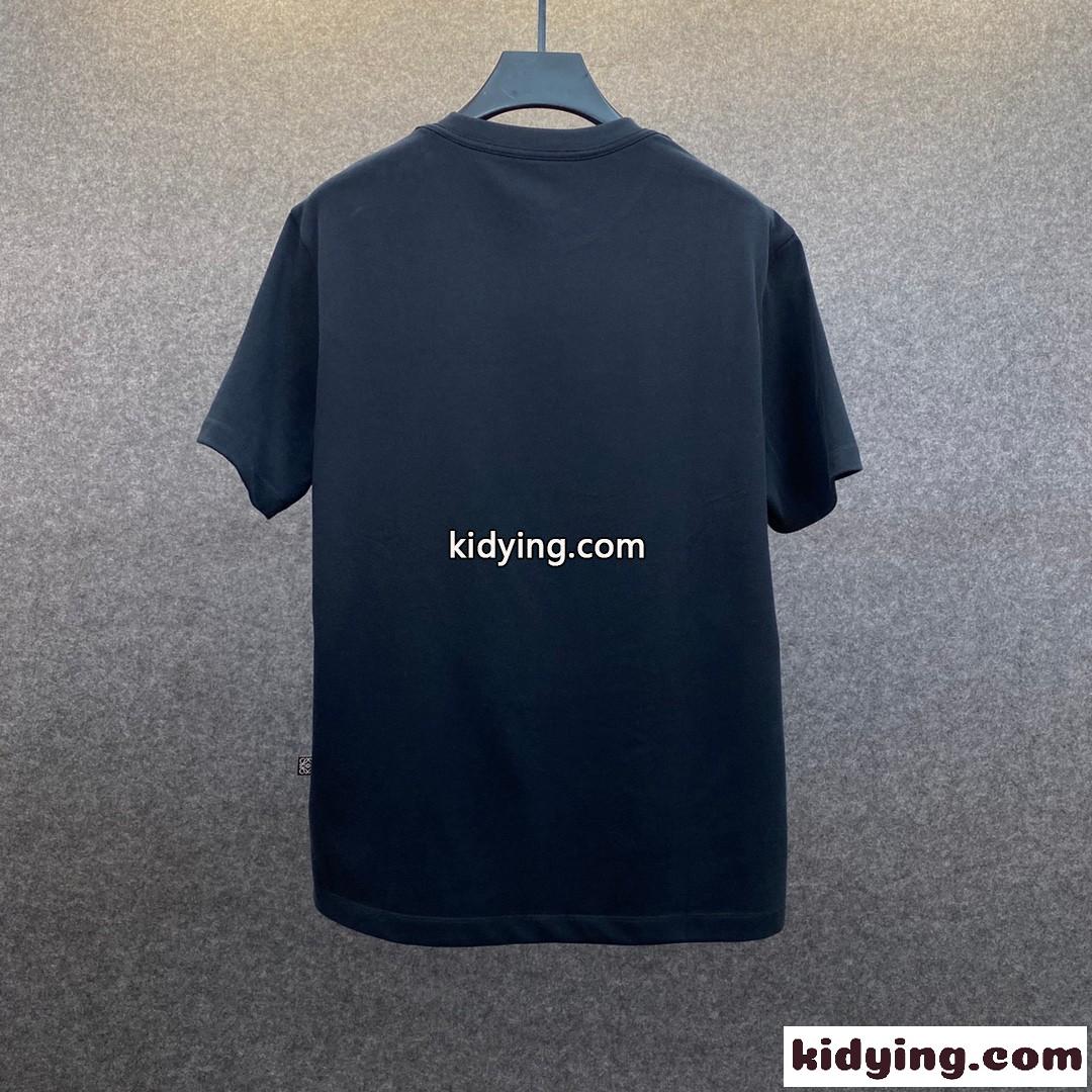 ベーシック ロゴ クルーネック コットン 快適 メンズ 半袖 春夏 トップス ロエベ tシャツ コピー ホワイト ブラック-3