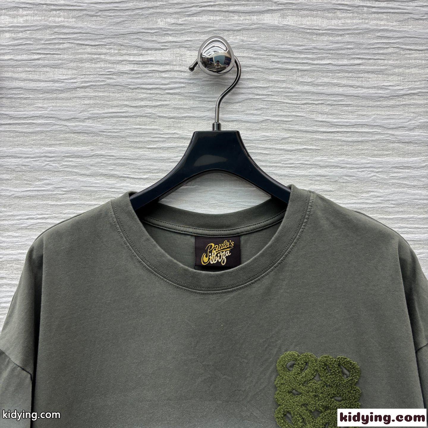 アナグラム コットン 半袖Tシャツ ロエベ Tシャツ コピー グリーン-2