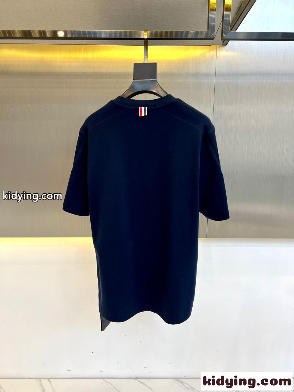 カジュアル 人気 コットン 半袖Tシャツ トムブラウン Tシャツ スーパーコピー ネイビー-4