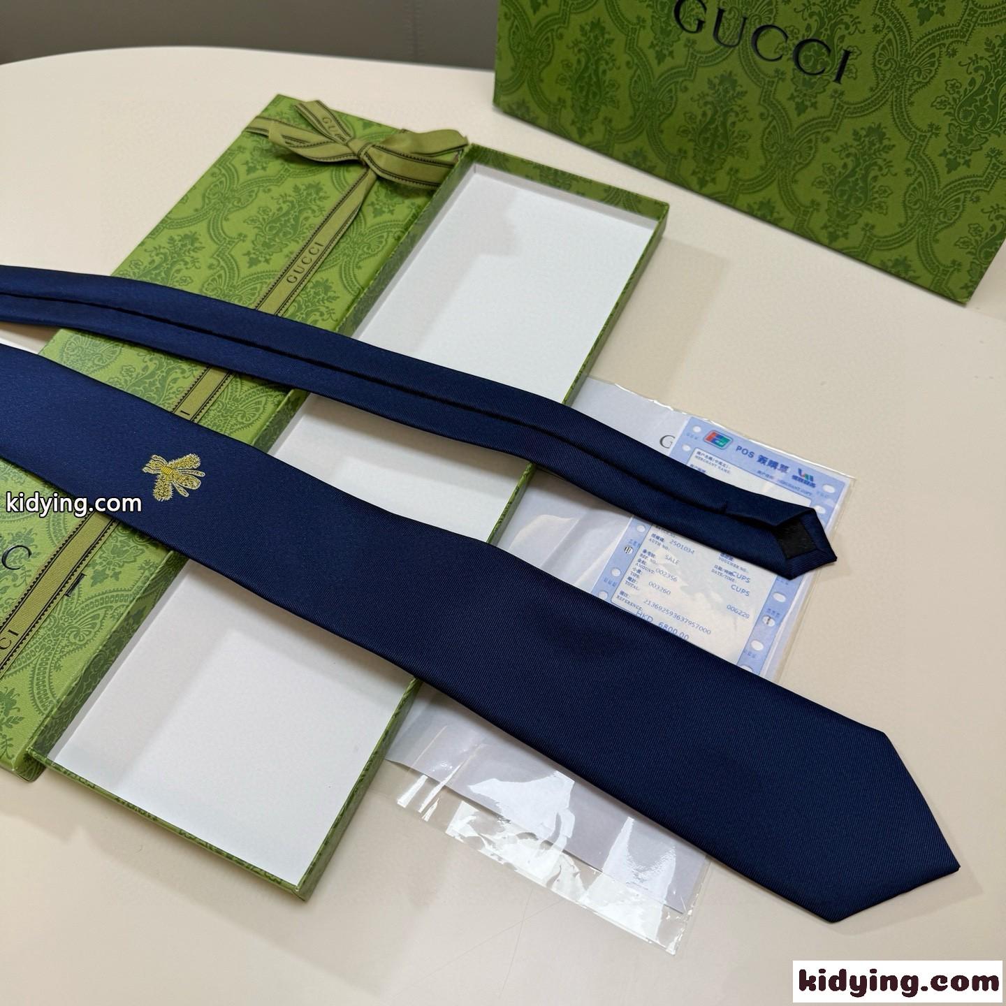 洗練された 刺繍入り シルクネクタイ グッチ ネクタイ 偽物 ビジネス カジュアル-0