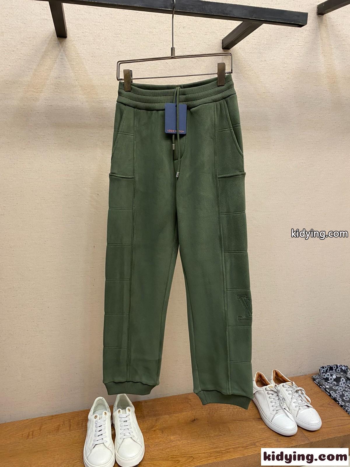 キルテッドテクスチャーウールパンツ ルイヴィトン パンツ コピー グリーン-1
