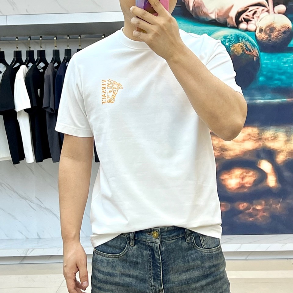 シンプル クルーネック 半袖Tシャツ ヴェルサーチェ Tシャツ コピー ホワイト-1