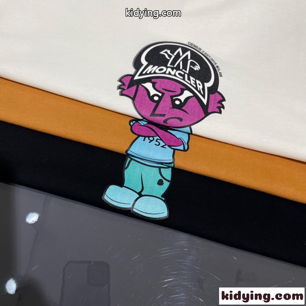 可愛い ユニセックス 春夏 クルーネック 人気 モンクレール tシャツ コピー プリント 半袖 トップス-4