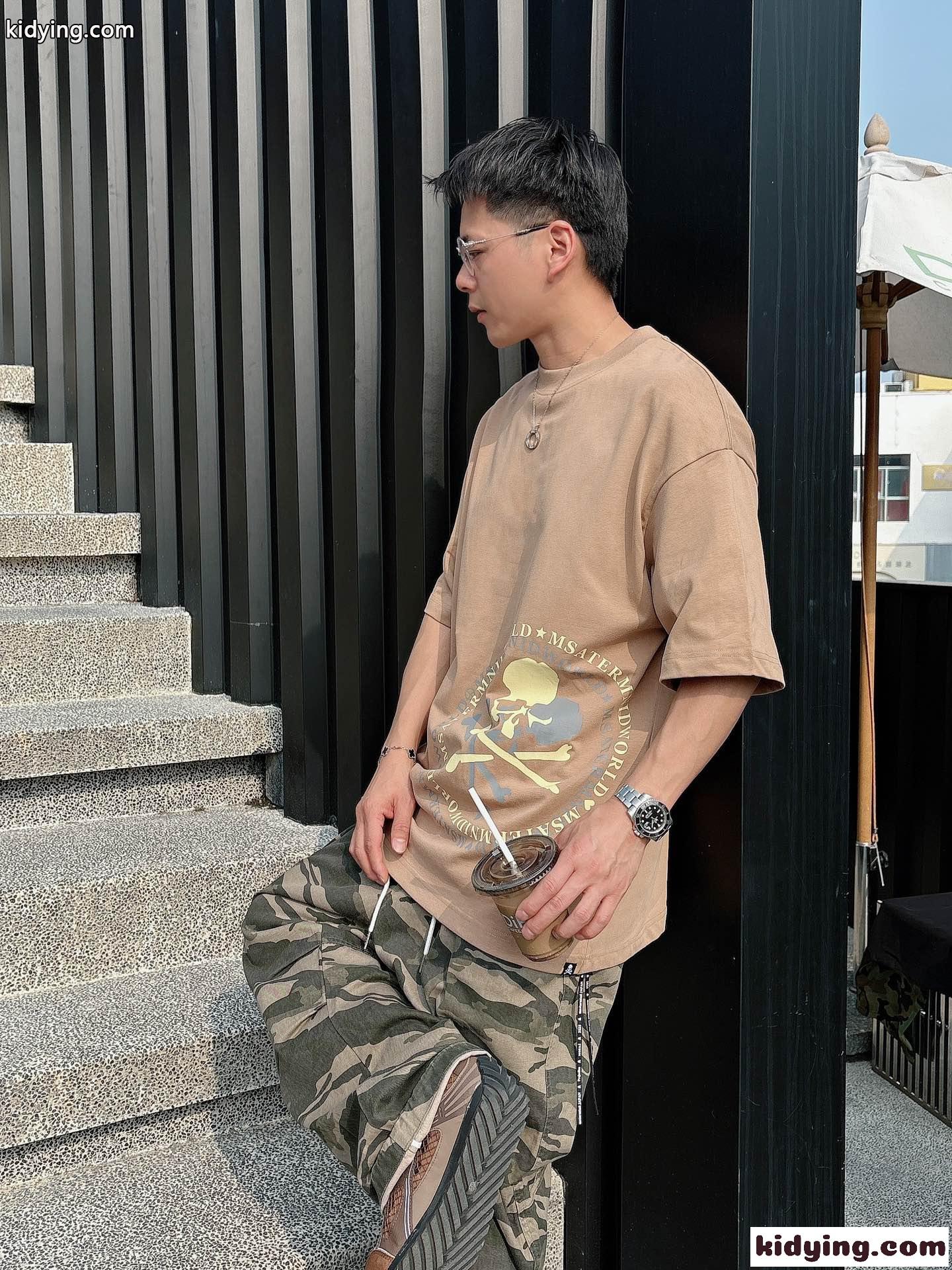 オーバーサイズ コットン マスターマインド・ジャパン Tシャツ コピー 半袖Tシャツ ベージュ-1