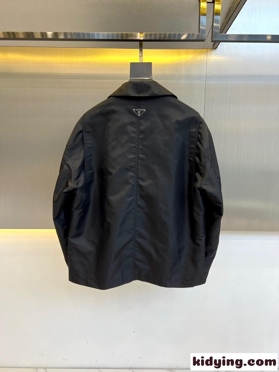 シンプル 洗練された シャツブルゾン プラダ ジャケット コピー ブラック-4