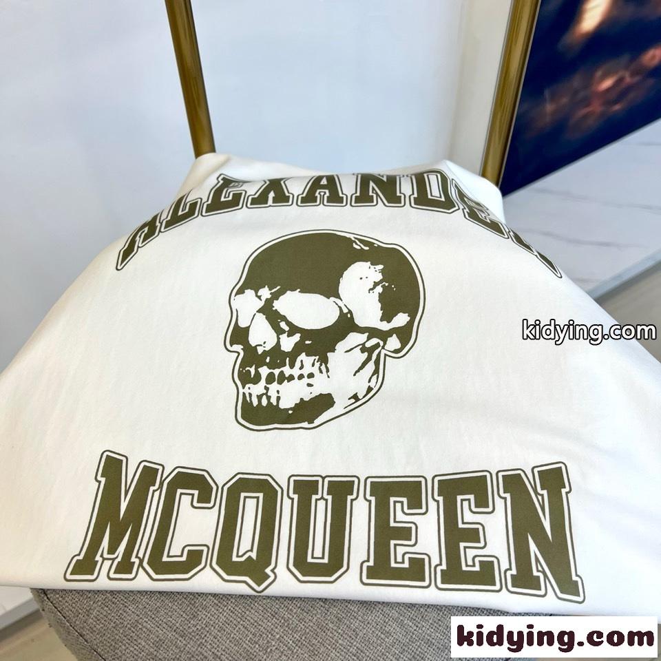 アレキサンダー・マックイーン Tシャツ コピー ロゴプリント コットン 半袖Tシャツ ホワイト-1