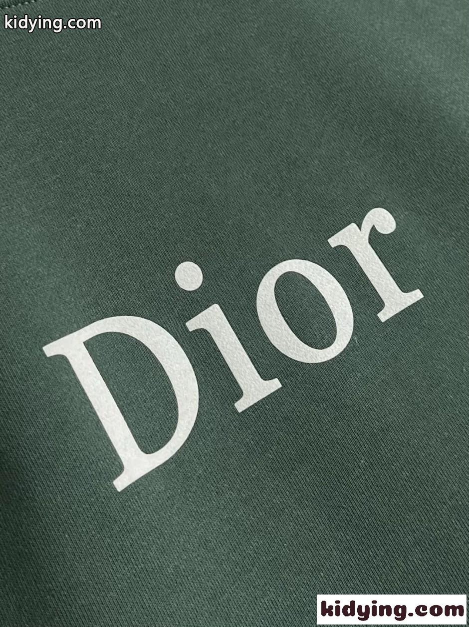 シンプル 洗練された ロゴ コットン スウェットシャツ クリスチャン・ディオール Tシャツ コピー グリーン-2