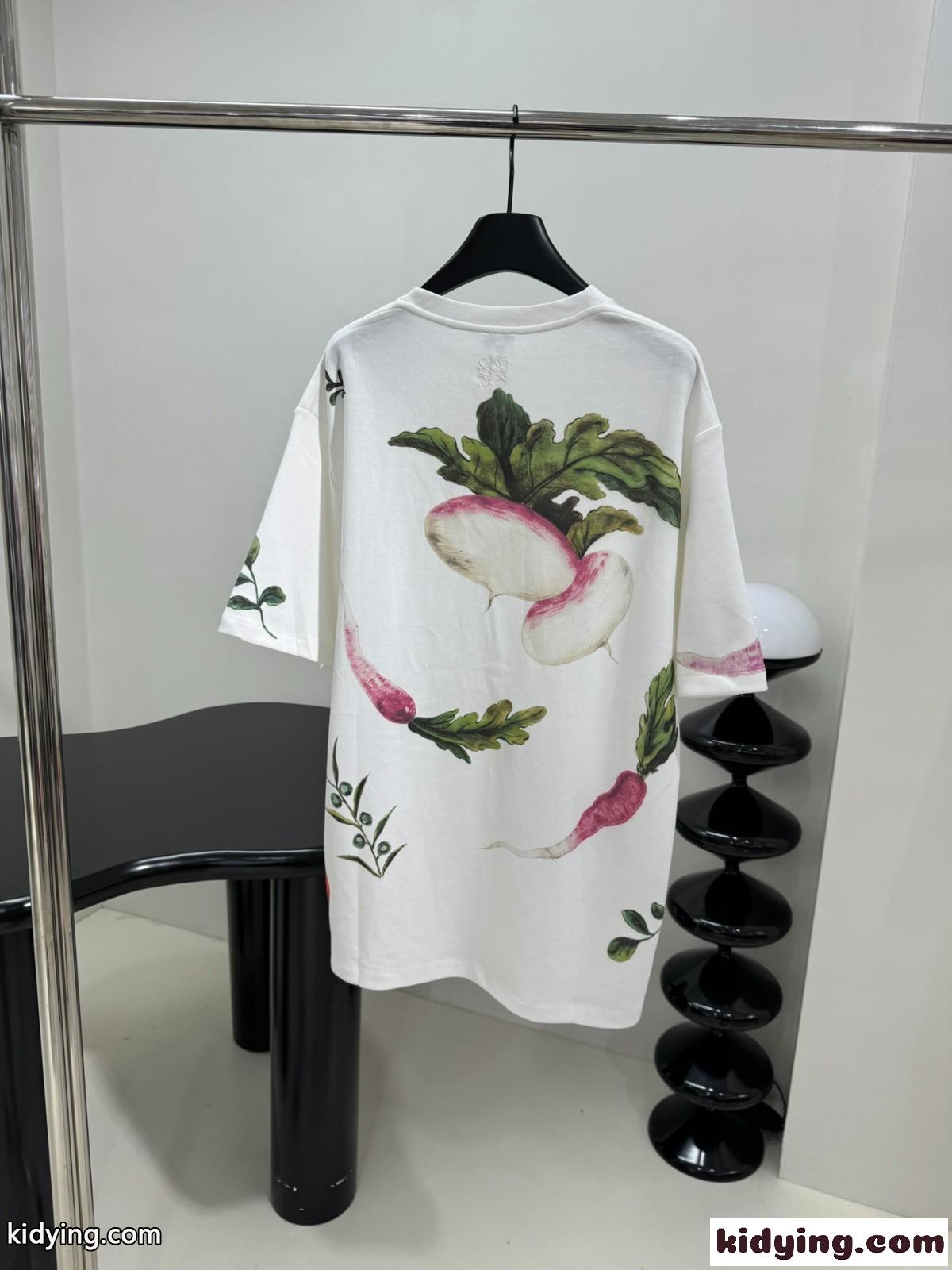 オーバーサイズフィット 半袖Tシャツ ロエベ Tシャツ コピー プリント-1