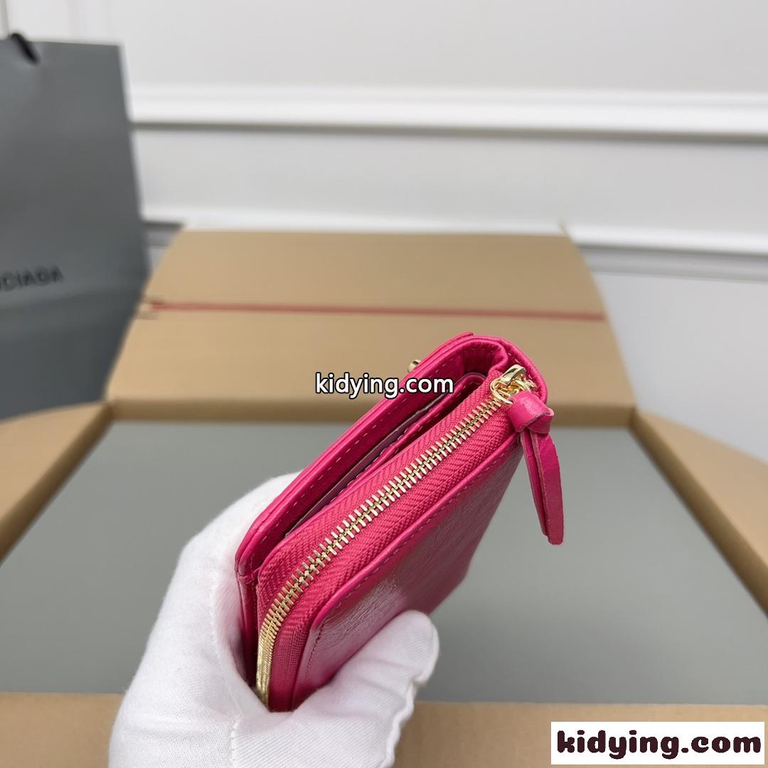 上品 高級感 コンパクトウォレット バレンシアガ 財布 コピー 二つ折り財布 ローズレッド-2