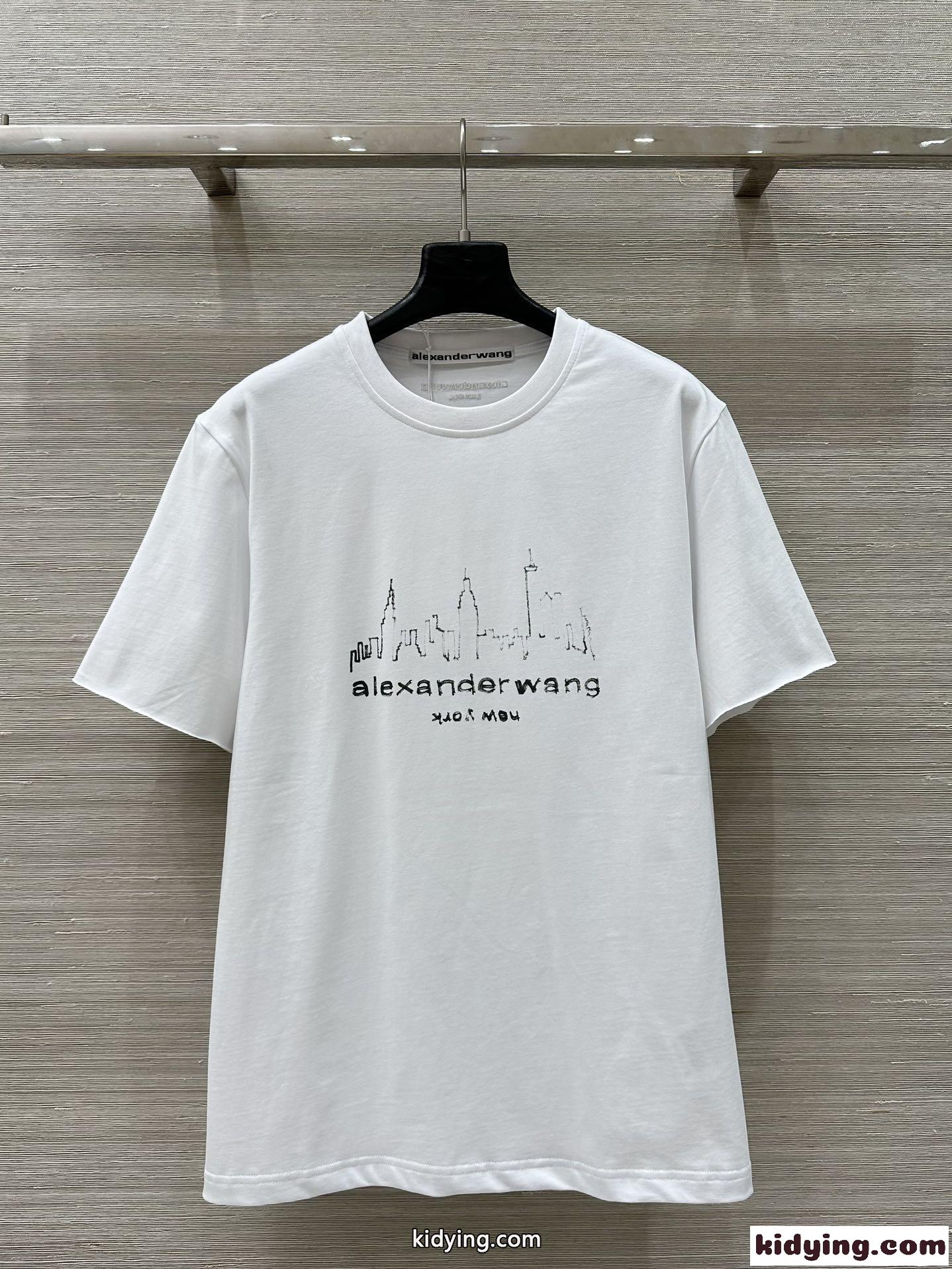 コットン オーバーサイズ ロゴtシャツ アレキサンダーワング Tシャツ コピー ホワイト-2