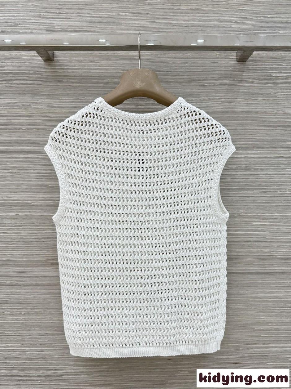 透かし編み メッシュ ベスト ラルフローレン ニット 偽物 ポニー刺繍 ホワイト-4