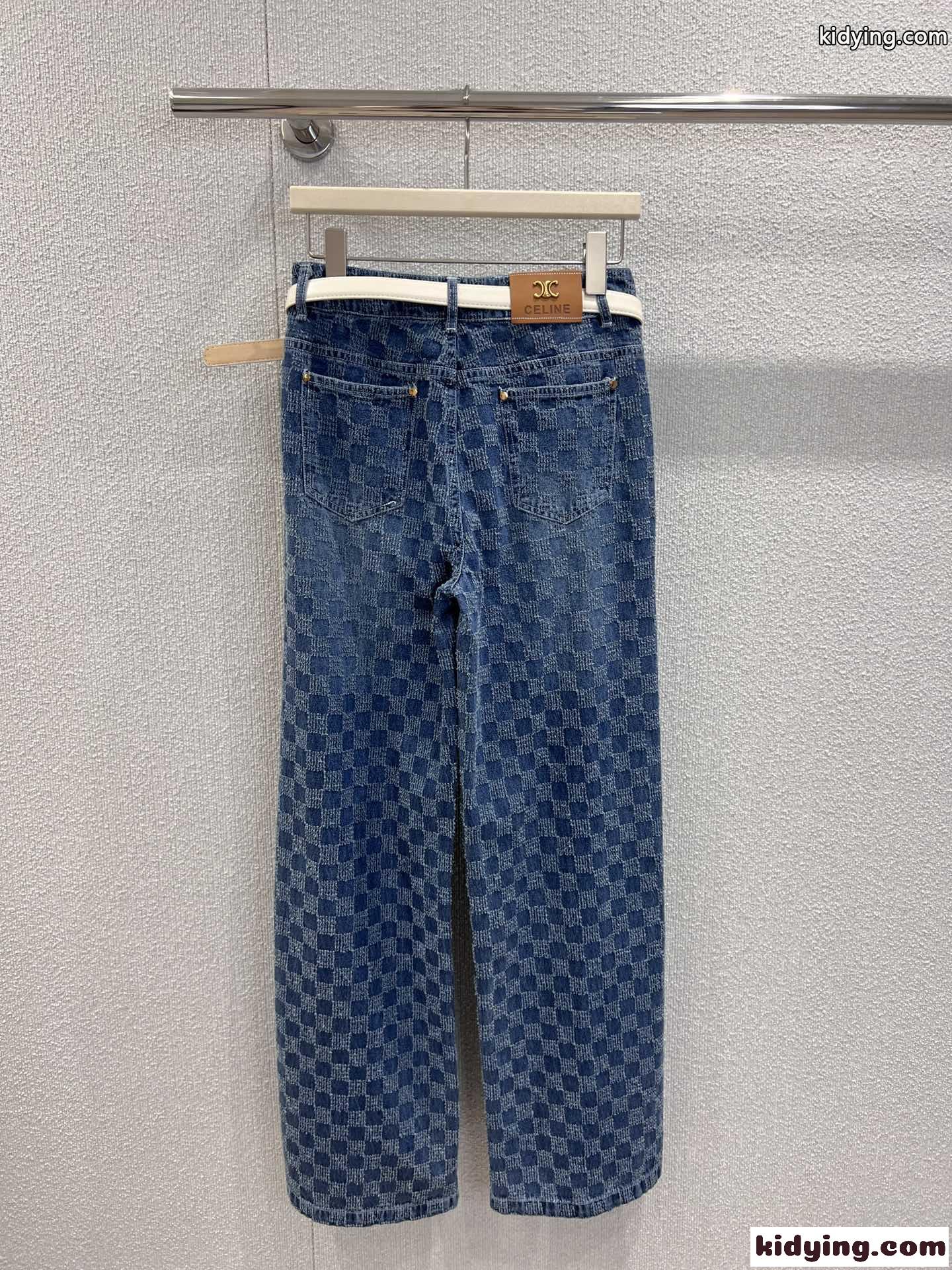 カジュアル チェック セリーヌ ジーンズ コピー ゆったり デニムパンツ-2