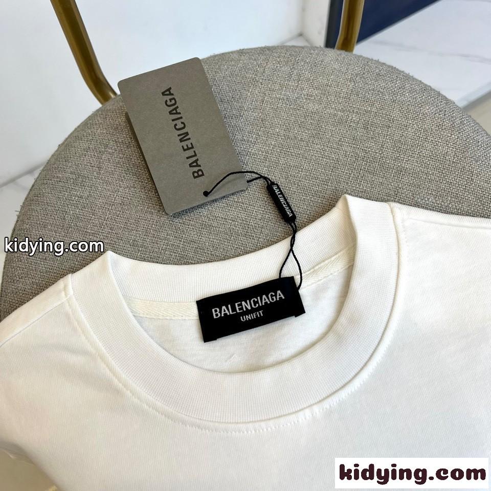 ベーシック ロゴ 半袖Tシャツ バレンシアガ Tシャツ 偽物 コットン ホワイト-1
