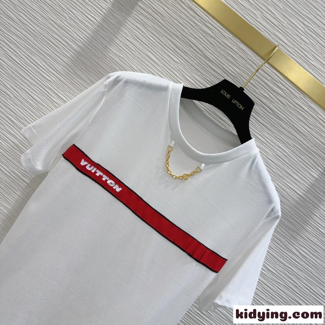 定番 カジュアル ヴィトンストラップTシャツ ルイヴィトン Tシャツ コピー ホワイト-1